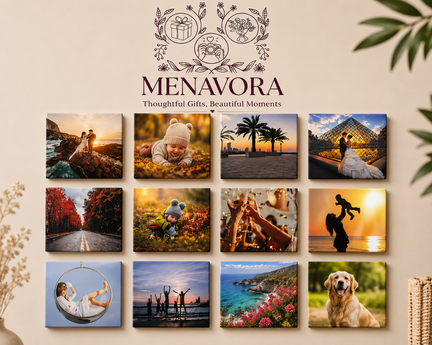 Pack of 12 Custom Photo Magnets | 2x2 Personalized Photo Magnets