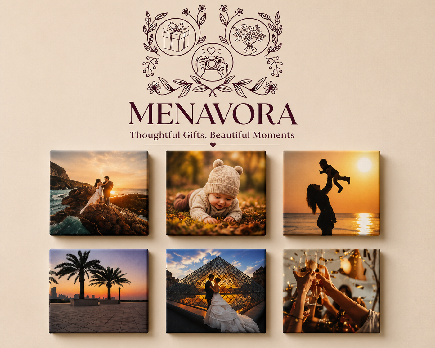 Pack of 6 Custom Photo Magnets (2"x2")